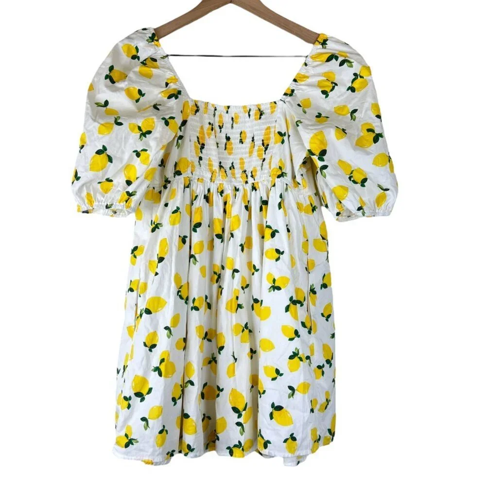 Francesca's Mi Ami White Elena Lemon Printed Mini Dress - Picture 6 of 6
